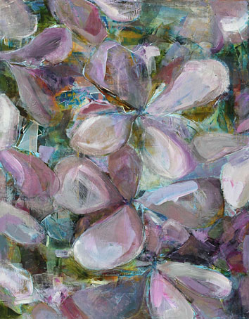 Rosemary Eagles nz abstract art, hydrangea, acrylic on canvas